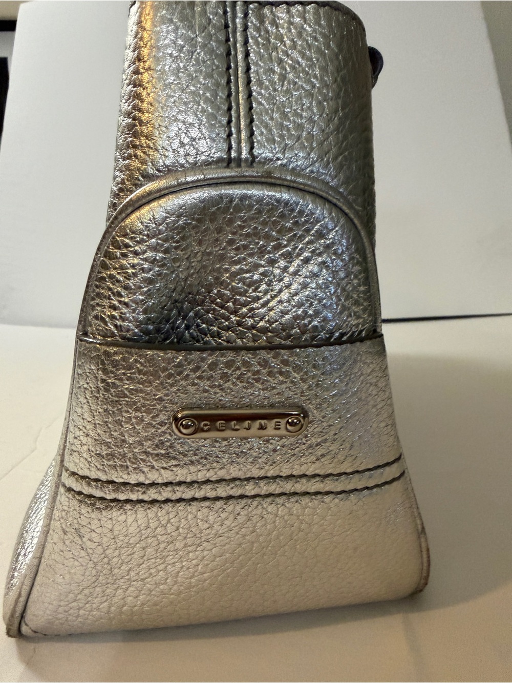 Celine Metallic Silver Pebbled Leather Boogie Tote - Picture 7 of 16